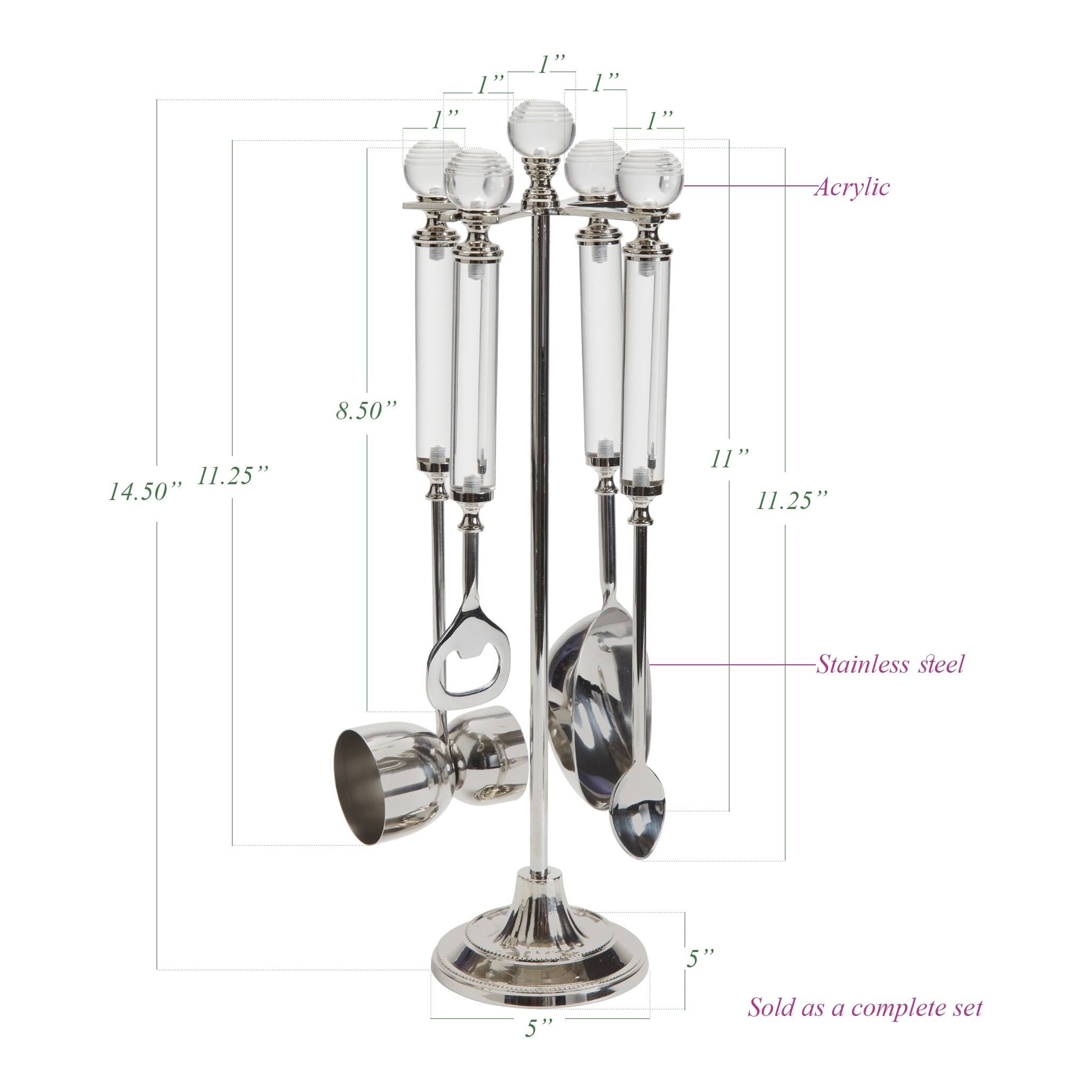 Mixologist Polished Stainless Steel Tools (Set of 5)